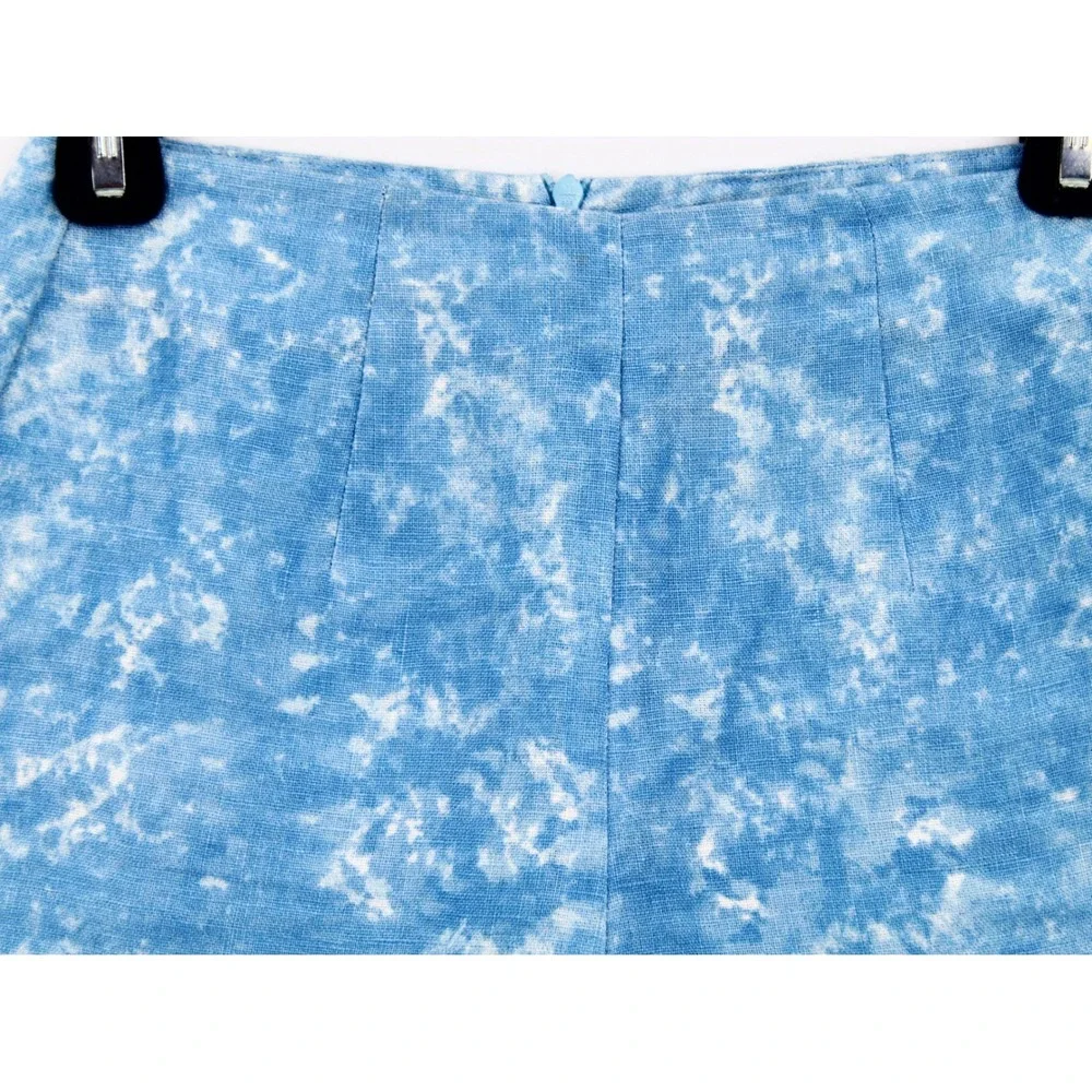 Reformation Linen Pants size 0 Blue White High Waist Straight Leg